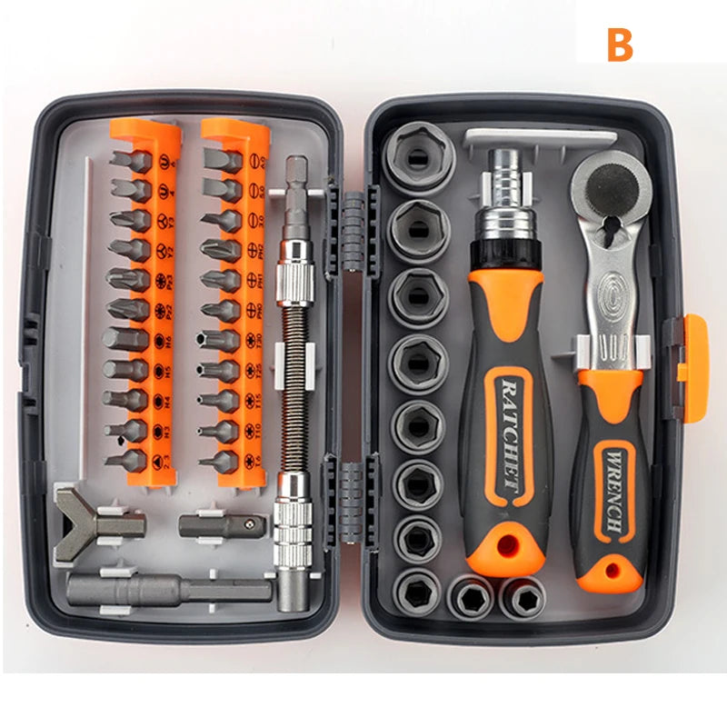 38-in-1 screwdriver set multi-purpose ratchet wrench rotatable batch head home repair machine combination tool kits