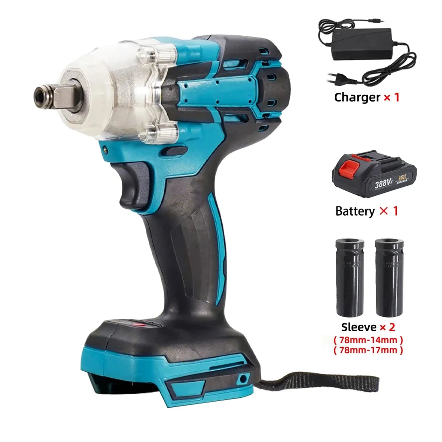 520N.m Torque Brushless Electric Impact Wrench 1/2 inch Lithium-Ion Battery Cordless Wrench Power Tools For 18V Battery