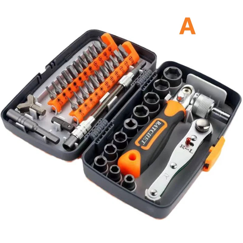 38-in-1 screwdriver set multi-purpose ratchet wrench rotatable batch head home repair machine combination tool kits