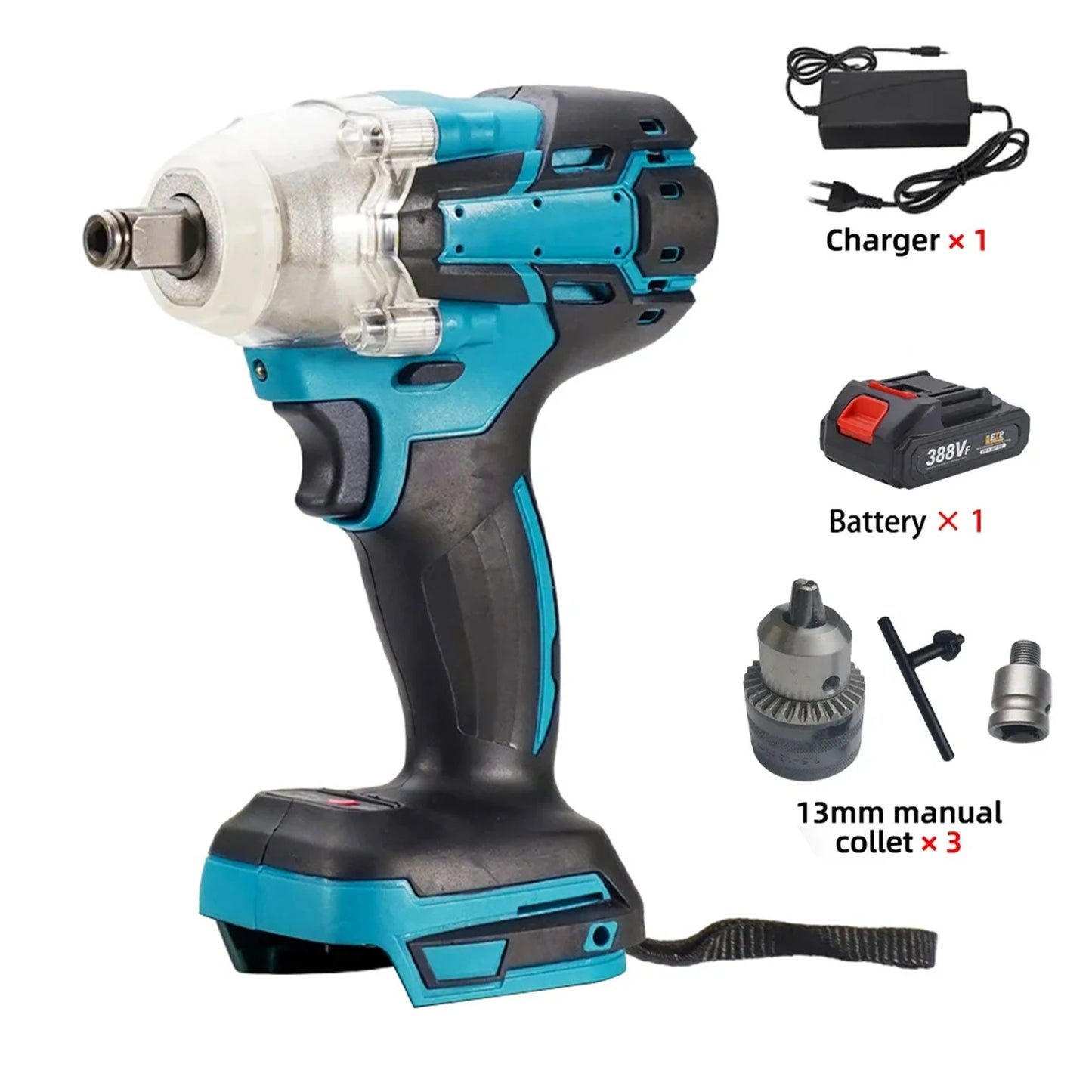 520N.m Torque Brushless Electric Impact Wrench 1/2 inch Lithium-Ion Battery Cordless Wrench Power Tools For 18V Battery
