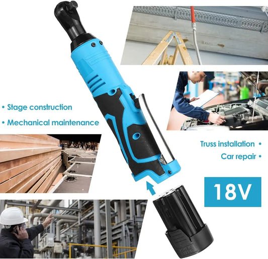 Llave de trinquete francesa de ángulo recto, herramienta eléctrica recargable, 18V, 3/8 pulgadas