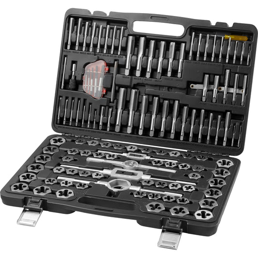 SucceBuy 116-Piece Tap and Die Set Include Metric and SAE Size Bearing Steel Taps and Dies Essential Threading Tool