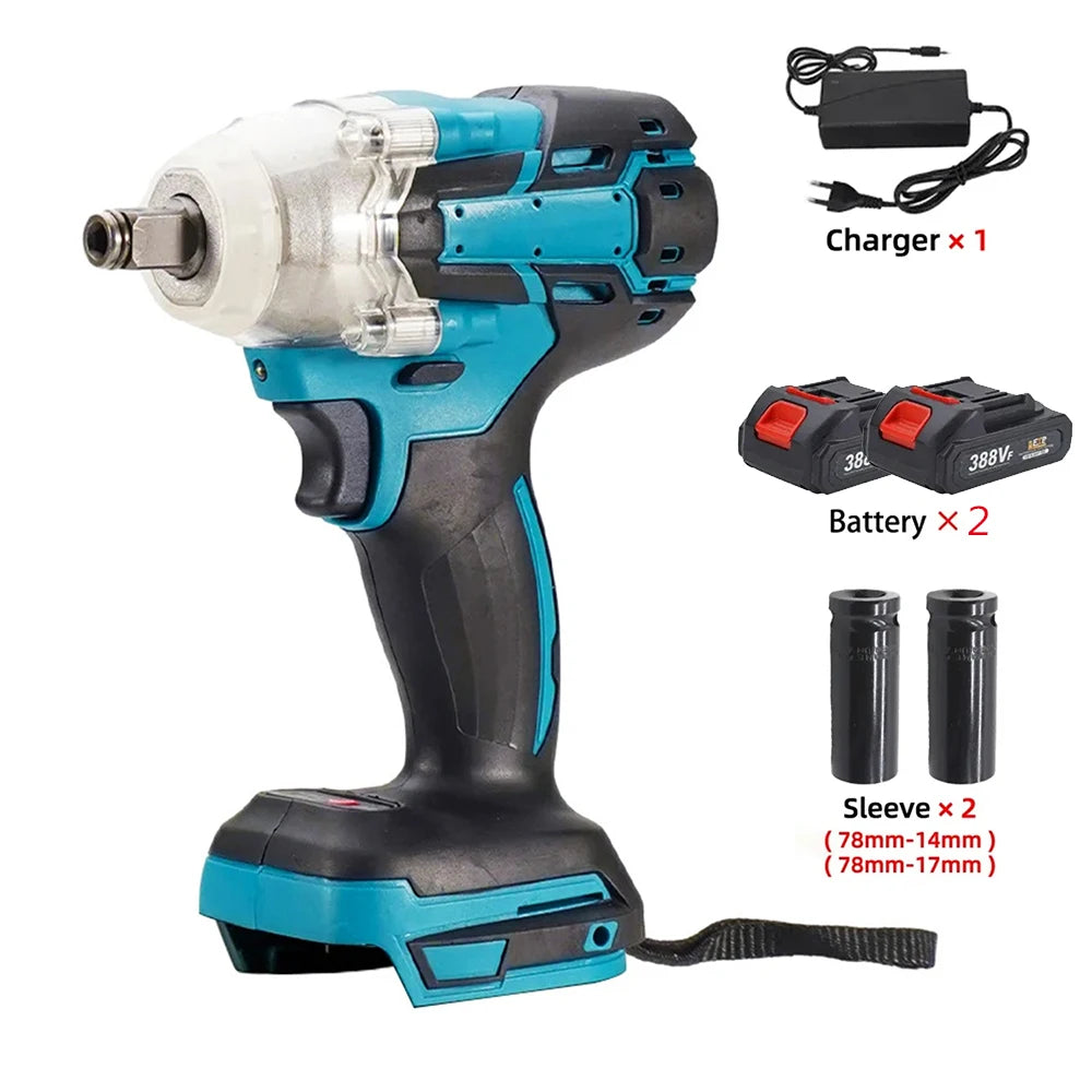 520N.m Torque Brushless Electric Impact Wrench 1/2 inch Lithium-Ion Battery Cordless Wrench Power Tools For 18V Battery