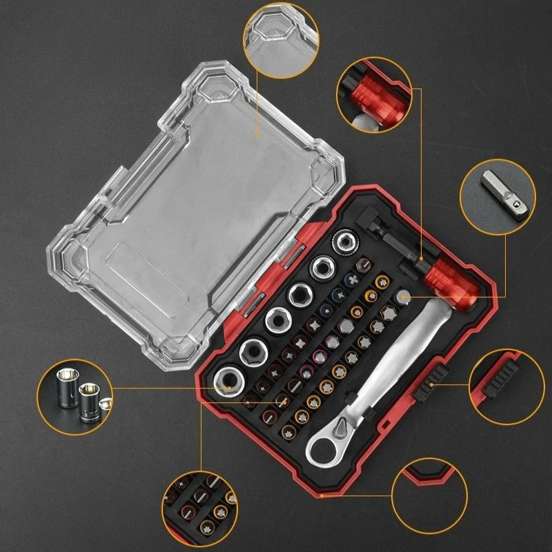 38 Piece Set Of Precision Screwdriver Socket Magic Box Screwdriver Multifunctional Industrial Grade Ratchet Wrench