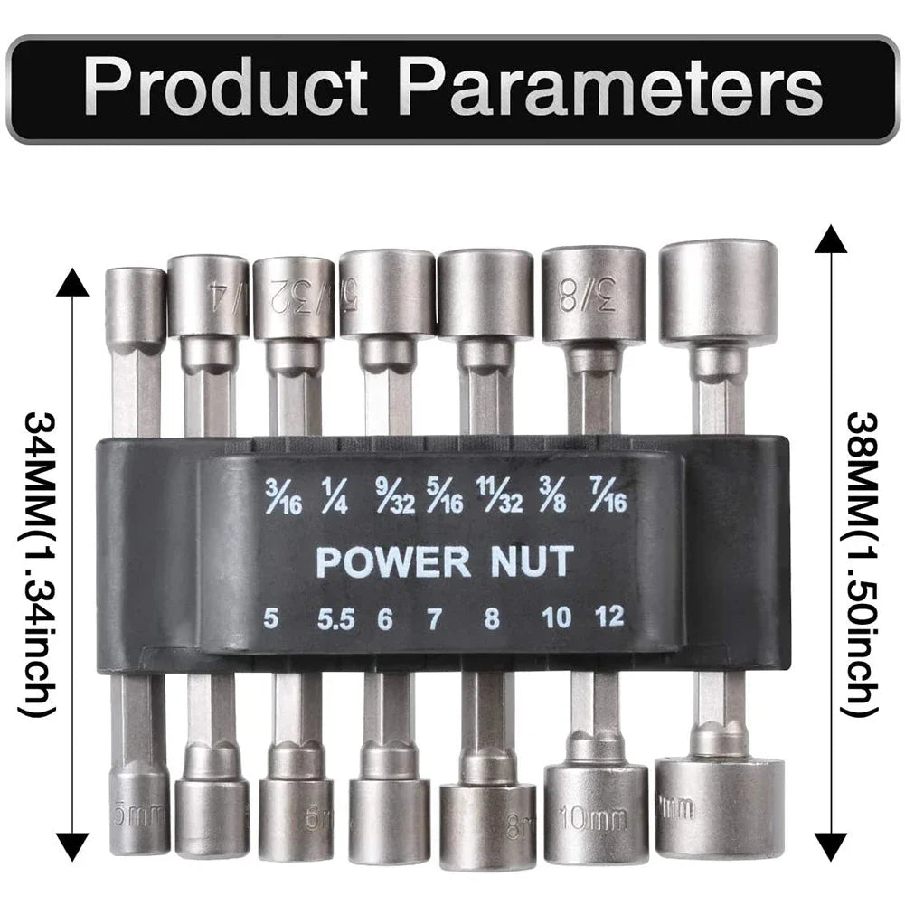 9pcs/set 5mm-13mm Hex Sockets Sleeve Nozzles Nut Driver Set Screwdriver Set Schroevendraaier Set Bits Sets Tools Socket Wrenches