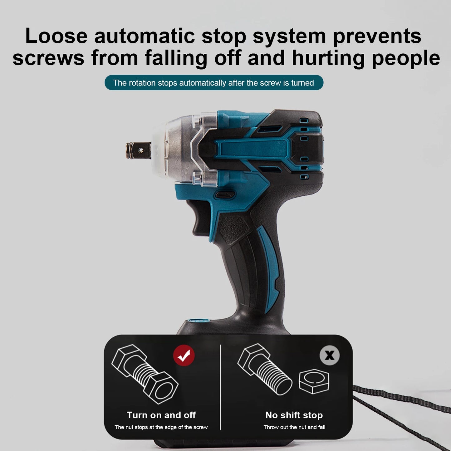 520N.m Torque Brushless Electric Impact Wrench 1/2 inch Lithium-Ion Battery Cordless Wrench Power Tools For 18V Battery