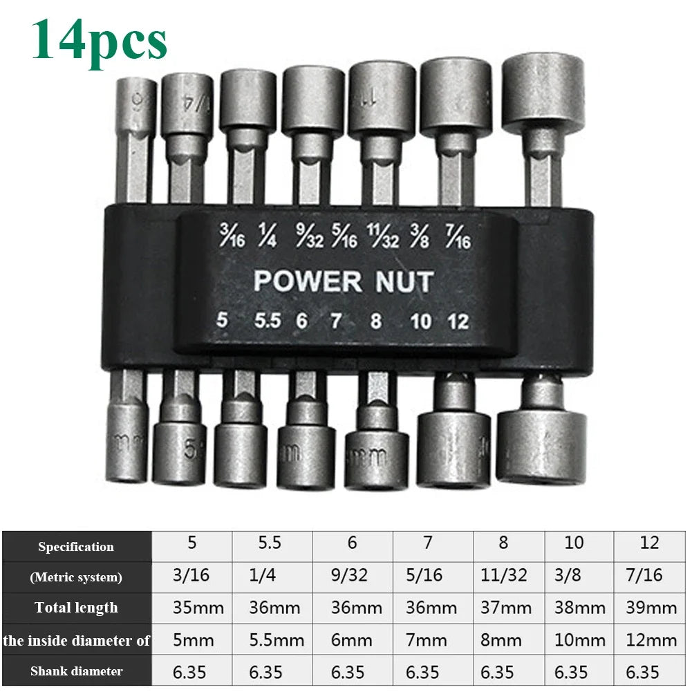 9pcs/set 5mm-13mm Hex Sockets Sleeve Nozzles Nut Driver Set Screwdriver Set Schroevendraaier Set Bits Sets Tools Socket Wrenches