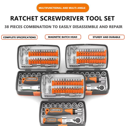 38-in-1 screwdriver set multi-purpose ratchet wrench rotatable batch head home repair machine combination tool kits